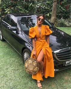 Exclusive Dress, Mode Inspo, Maxi Skirts, Inspired Outfits, Guest Outfit, Orange Dress, Guest Dresses, Look Fashion, Classy Outfits