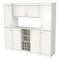 a white cabinet with wine racks and shelves