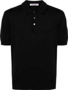 Casual Black Polo Sweater With Striped Collar, Classic Black Polo Sweater For Work, Black Polo Shirt For Formal Occasions, Classic Black Polo Sweater With Ribbed Collar, Formal Black Top With Ribbed Collar, Black Polo Sweater With Ribbed Cuffs, Black Short Sleeve Polo Sweater For Work, Classic Black Polo Shirt With Ribbed Collar, Classic Black Polo Shirt For Formal Occasions