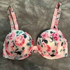 Brand New, Without Tags Because It Was Ordered Online And They Didn’t Send Me One! Victoria's Secret Pink Floral Print Bra, Victoria's Secret Fitted Floral Print Bra, Victoria's Secret Summer Floral Print Bra, Fitted Pink Floral Bra, Fitted Pink Floral Print Bra, Vs Diamond, Push Up Bra, Send Me, Women's Intimates