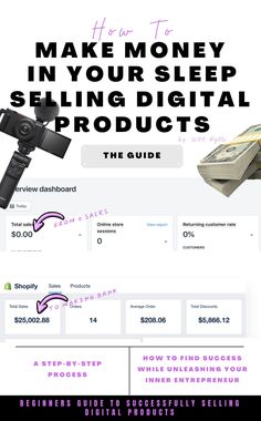 a web page with the words make money in your sleep selling digital products