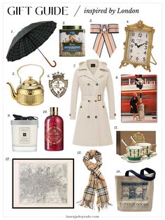 Gift Ideas Inspired by London | Gift Guide - Laura Jade Prado Chic Gift Ideas, Old Money Gifts, Anglophile Gifts, English Lifestyle, Gift Ideas Aesthetic, London Winter Outfits, Gift Ideas For Travelers, British Aesthetic, Capsule Wardrobe Women