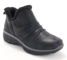 Designed for everyday wear, these booties feature a faux leather upper with a cozy sherpa trim that keeps you snug in any weather. Enjoy the comfort of a cushioned memory foam insole wherever your day takes you. From Skechers. Mally Beauty, Adaptive Clothing, Fitness Gifts, Easy Going, Ankle Bracelets, Black Decor, Water Repellent, Memory Foam, Leather Upper