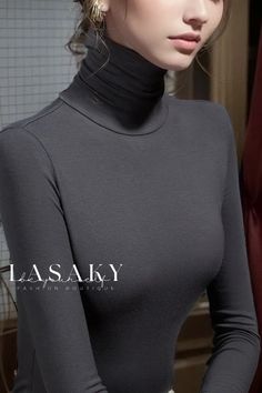 Lasaky - Premium Womens Fall Long Sleeve T-Shirt with Advanced Moisture-Wicking and Elegant Mock Turtleneck Base Layer High Turtleneck, Fall Essentials, Mock Turtleneck, Base Layer, Womens Fall, Types Of Collars, Cowl Neck, Women Long Sleeve, Black Pants