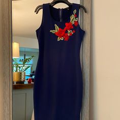 Hi There! I Am Selling This Espresso, M, Blue Bodycon Sleeveless Dress, Floral Embroidery, Beautiful! Nwot! Blue Sleeveless Dress With Floral Applique, Sleeveless Blue Dress With Floral Applique, Blue Floral Applique Sleeveless Dress, Sleeveless Fitted Embroidered Mini Dress, Fitted Sleeveless Embroidered Mini Dress, Fitted Sleeveless Mini Dress With Floral Embroidery, Fitted Sleeveless Dress With Floral Embroidery, Sleeveless Blue Mini Dress With Floral Embroidery, Fitted Embroidered Sleeveless Dress