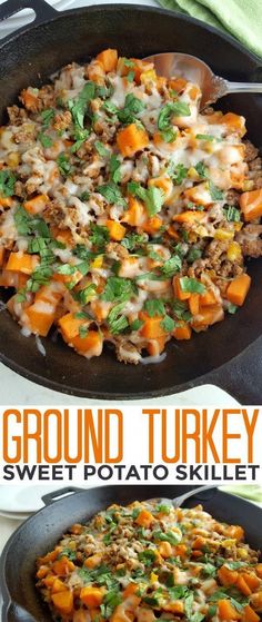 this ground turkey and sweet potato skillet is the perfect way to use up leftover mashed potatoes