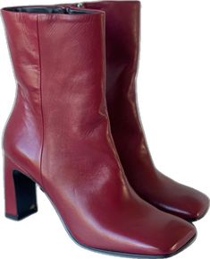 Elegant Heeled Boots With Red Sole For Winter, Red Ankle Heeled Boots For Formal Occasions, Party Boots With Red Sole And Square Toe, Chic Winter Heeled Boots With Red Sole, Chic Heeled Boots With Red Sole For Winter, Chic Boots With Red Sole And Block Heel, Formal Fall Heeled Boots With Red Sole, Formal Heeled Boots With Red Sole For Fall, Elegant Red Heeled Boots For Fall