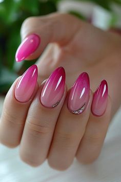 50 Beautiful Pink Nail Ideas to Elevate Your Style In 2024(With DIY Tips) - Latest & Trendy Nail Designs Oval Nails Pink Design, Pink Nail Almond Shape, Pink Nail Ideas, Pink Nail Art Designs, Fancy Nail Art, Trendy Nail Designs, Pink Ombre Nails, Pink Nail Art, Ombre Nail Designs