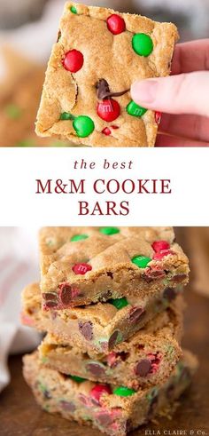 the best m & m cookie bars are made with only 3 ingredients, and they're super easy to make