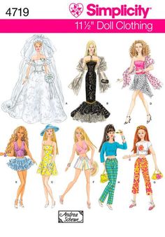 barbie dolls are shown in different dresses and outfits for the doll's fashions