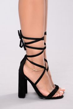 Available in Black and Nude Single Sole Heel Wrap Ankle Strap Stacked Heel Faux Suede, Man Made Upper 4 3/8 Inch Heel Imported | Watch You Do You Heel Shoes in Black size 7.5 by Fashion Nova Hoco Shoes, Hoco Inspo, Homecoming Shoes, Single Sole Heels, Formal Heels, Heels Prom, Shoes Heels Classy, Cute Shoes Heels, Video Tiktok