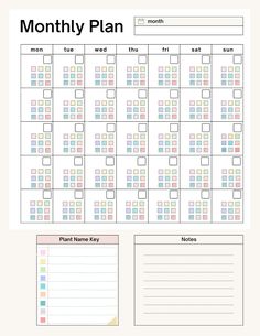 a printable planner with squares and lines on the side, including month - by - month calendars