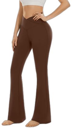 Elastane Yoga Pants, Brown Full Length Activewear, Brown Yoga Pants For Sports, Brown Full Length Sports Pants, Brown Full Length Pants For Sports, High Stretch Full Length Brown Yoga Pants, Brown Full-length Sports Pants, Brown High Stretch Full Length Yoga Pants, Solid Color Workout Yoga Trousers