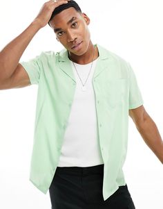 Shirts by Another Influence Brb, adding to basket Camp collar Button placket Chest pocket Regular fit Green Collared Shirt With Pockets, Green Collared Top With Pockets, Casual Green Camp Shirt For Vacation, Green Shirt With Relaxed Fit And Spread Collar, Green Tops With Button Closure For Summer, Green Camp Collar Top With Button Closure, Green Casual Short Sleeve Shirt With Spread Collar, Casual Green Short Sleeve Shirt With Button Closure, Casual Green Short Sleeve Shirt With Spread Collar