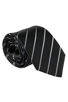 The perfect tie for when you want a touch of formal sparkle. Woven pinstripes in silver metallic thread give this silk satin tie a sophisticated formality. Standard Length: Approx. 3.25" x 58.5". A classic tie width and length that is perfect for most men up to 6'2". 100% silk jacquard: It is made on a special jacquard loom, using different colored yarn-dyed threads to create the woven pattern. 3-fold construction: This ensures your tie maintains its shape and effortlessly creates a flawless kno Classic Fitted Silver Suit And Tie Accessories, Fitted Pinstripe Ties For Business, Silver Suit And Tie Accessories For Formal Occasions, Elegant Silver Suit And Tie Accessories For Formal Events, Silver Standard Tie For Black Tie Events, Elegant Fitted Silver Suit And Tie Accessories, Classic Silver Tie For Business, Silver Ties For Black Tie Events, Silver Party Tie