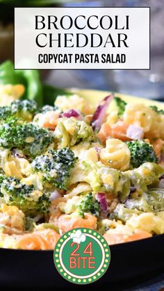 broccoli cheddar copypaat pasta salad on a plate