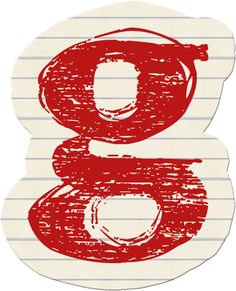 the letter g is drawn with red ink on lined paper, and it appears to be made