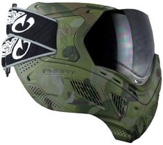 a paintball mask with an eye patch on it