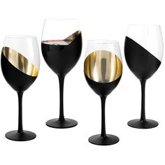 PRICES MAY VARY. Set of 4 matte black and gold toned stemmed wine glasses perfect for adding decorative style to parties and special events Ideal for white or red wines, these glasses can be used for any alcoholic or non-alcoholic beverage; Each glass can hold up to approximately 14 oz of liquid Stemmed glasses help keep white wine chilled for longer and keeps red wine at standard room temperature Matte black and gold seamlessly blends with elegant and contemporary decors **Hand wash recommended Black Wine Glasses, Gold Wine Glasses, Elegant Wine Glasses, Elegant Wine, Elegant Dinner, Wine Glass Set, Stemless Wine Glasses, Wine Chiller, Champagne Glasses