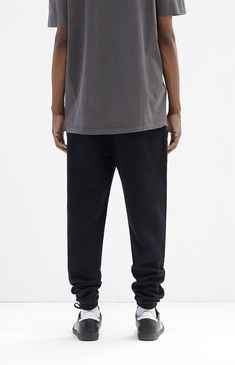 Sit back and relax in PacSun's new Black Sweatpants. These comfortable sweatpants are complete with a soft fleece lining, side hand pockets, a drawstring waistband, and elastic ankle cuffs.


	30" inseam
	Soft fleece lining
	Side hand pockets
	Drawstring waistband
	Elastic ankle cuffs
	Single back pocket
	PacSun woven label
	Stretchy
	60% cotton, 40% polyester
	Machine washable
	Model is wearing a size medium
	Model Measurements: 6'2” Height, 30" Waist, 37.5” Hips, 36.5” Chest Relaxed Joggers With Elastic Waistband And Straight Hem, Relaxed Joggers With Elastic Waistband, Basic Sweatpants With Ribbed Waistband And Relaxed Fit, Basic Sweatpants With Ribbed Waistband In Relaxed Fit, Relaxed Leisure Joggers With Comfort Waistband, Leisure Sweatpants With Ribbed Waistband And Tapered Leg, Relaxed Fit Sweatpants With Elastic Waistband, Relaxed Fit Sweatpants With Elastic Cuffs For Leisure, Casual Activewear With Elastic Waistband And Straight Hem