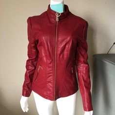 Red Vegan Leather Moto Jacket Coat Size Extra Small Brand: La Coalition -The Brand Was Formed With The Idea Of Empowering Individuals With The Ability To Express Themselves Through Cruelty-Free Fashion. Fully Lined Gold Hardware Front Zip Pockets Brand New With Tags. Original Retail $120 No Returns. Red Biker Outerwear With Zipper Closure, Red Moto Outerwear With Zipper Closure, Red Moto Outerwear For Winter, Red Zip Fly Outerwear For Fall, Red Long Sleeve Biker Jacket With Zipper Closure, Casual Red Leather Jacket With Zipper Closure, Casual Red Leather Jacket With Zipper, Red Biker Jacket With Long Sleeves, Red Biker Outerwear For Fall