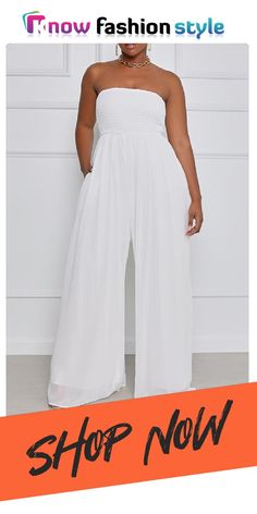 White Sexy Casual Solid Backless Strapless Regular Jumpsuits Ladies Jumpsuit, All White Outfits, Romper For Women, Bandeau Jumpsuit, Miami Trip, Chiffon Jumpsuit, Diva Dress, Suit Man, Jumpsuits Women