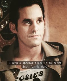 a man is looking at the camera with a quote on his shirt that says, i keep a special place in my heart just for xandder