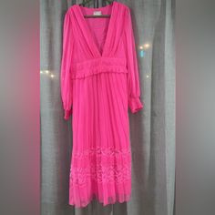 Timeless, Deep V, Lace And Lined. Zips On Side, Head Turning Collection. Long Dress. Special Event Dresses, Size 16, Pink Ladies, Evening Gowns, Long Dress, Colorful Dresses, Wedding Dresses, Womens Dresses, Lace