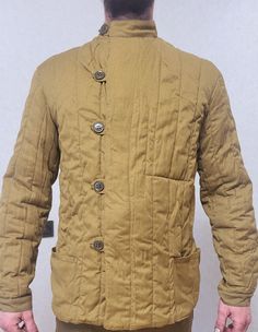 WW2 Military USSR quilted winter jacket. Winter Parka With Button Closure, Winter Parka With Button Closure And Long Sleeves, Quilted Stand Collar Winter Outerwear, Winter Long Sleeve Parka With Buttons, Winter Long Sleeve Parka With Button Closure, Quilted Winter Outerwear With Stand Collar, Winter Quilted Outerwear With Stand Collar, Khaki Long Sleeve Sport Coat For Winter, Quilted Jacket With Pockets And Long Sleeves