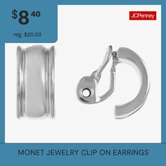 a pair of silver jewelry clips with the price $ 8 00 for each item on sale