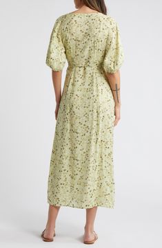 Embrace the cottagecore aesthetic in a V-neck midi dress crafted from a feel-good fabric in a supercute floral print. 51" length (size 8) Surplice V-neck Short sleeves Unlined 84% Lenzing™ EcoVero™ viscose, 16% polyamide Lenzing EcoVero viscose is a more-sustainably produced fiber made using pulp made from renewable wood sources Machine wash, line dry Imported V-neck Ditsy Floral Print Dress For Garden Party, Spring Floral Maxi Puff Sleeve Dress, Spring Ditsy Floral Print Midi Dress For Daywear, Spring Daywear Midi Dress With Ditsy Floral Print, Spring Midi Dress With Ditsy Floral Print For Daywear, Flowy Floral Print Puff Sleeve Dress For Garden Party, Flowy Puff Sleeve Dress With Floral Print For Brunch, Flowy Floral Puff Sleeve Dress For Brunch, Flowy Puff Sleeve Floral Dress For Garden Party