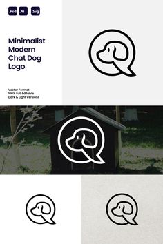 minimalist modern chat dog logo - symbols logo templates for web and mobile devices