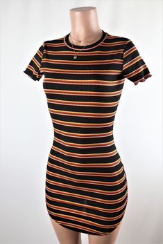 Size: M Fitted Retro Dresses With Vertical Stripes, Retro Fitted Dress With Vertical Stripes, Fitted Striped Sleeveless Bodycon Dress, Striped Bodycon Sleeveless Dress, Striped Bodycon Knee-length Mini Dress, Ginger Dress, Instagram Outfits, Color Stripes, Striped Dress