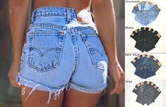 Jean Diy, High Waisted Jeans Outfit, Vintage Levi Shorts, Blue Ripped Jeans, High Waisted Jean Shorts, Jeans Diy, Shorts Denim, Levis Denim, High Waisted Shorts Denim