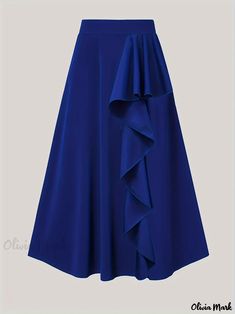 Olivia Mark - Stylish Plus Size A-line Skirt with Ruffle Trim, Elastic Waistband, and Slight Stretch for Women Modest Girly Outfits, Modest Dresses Fashion, Plus Size Elegant, Elegant Skirt, Skirts For Women, Stylish Plus, Gowns Of Elegance, Skirt Design, Girly Outfits