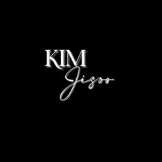 the logo for kim jiso is shown in black and white on a dark background