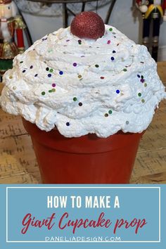 2 foot tall giant cupcake with a red wrapper and white frosting Wedding Dessert Bar, Christmas Parade Floats, Diy Cupcake, Large Cupcake, Giant Cupcake, Cupcake Decoration