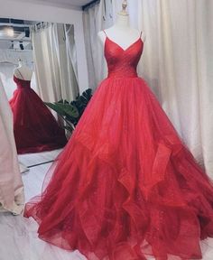 Tulle Formal Dress, Prom Dress Tulle, Tulle Long Prom Dress, Backless Formal Dresses, Burgundy Evening Dress, Red Ball Gown, Long Prom Gowns, Burgundy Prom Dress, Red Ball