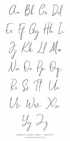 the cursive alphabet is shown in black ink