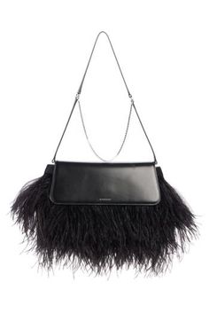 Cascading feathers bring decadent texture to an archival shoulder bag detailed with a chain strap that highlights Matthew Williams's hardware-heavy aesthetic. Front flap closure Shoulder strap Leather with feather trim Made in Italy Designer Handbags Luxury Formal Bags With Feathers, Luxury Formal Feathered Bags, Luxury Evening Bag With Feather Trim, Luxury Evening Bags With Feather Trim, Elegant Evening Bags With Feathers, Chic Formal Bags With Feathers, Formal Chic Bags With Feathers, Chic Formal Feather Bags, Chic Formal Feathered Bags