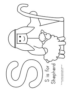 the letter s is for sheep coloring page with an image of a man holding a lamb