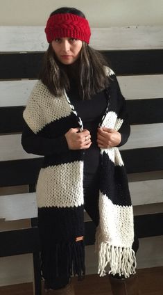 Black And White Scarf, White Scarf, Oversized Scarf, Winter Accessories, Shawls And Wraps, Scarf Shawl, Winter Scarf, Diy Fashion