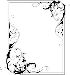 an ornate black and white frame with swirls