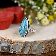 》Description 《 Copper Turquoise Ring Dainty Ring 925 Silver Ring Women Ring Natural Turquoise Blue Pear Stone Ring Turquoise Jewelry 》D E T A I L S《 ✦Stone :-  Copper Turquoise  ✦Stone Size:-10x25MM  ✦Stone Shape:- Pear ✦Stone Type:- Natural ✦Metal:- Sterling Silver , Brass ✦Purty:- 925 Sterling Silver ✦Weight:- 5 Gram (Approx) ✦Ring Size:- All Size Available 》C U S T O M I Z E O R D E R《 We accept custom and personalized order. It can be change in the gemstone, earring design and earring size. Turquoise Rings, Natural Turquoise, Dainty Ring, 925 Silver Rings, Turquoise Stone, Turquoise Jewelry, Designer Earrings, Stone Rings, Turquoise Ring