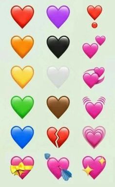 the hearts are all different colors and shapes