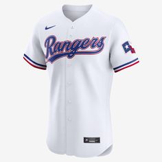 Featuring the official on-field design of your favorite MLB squad, this Texas Rangers Jersey delivers an authentic look with premium team details. The sweat-wicking, stretch mesh fabric helps provide a breathable, comfortable feel on game day. Corey Seager, Jersey Display, Rangers Baseball, Stretch Mesh Fabric, Nike Jersey, Nike Elite, Team Jersey, Custom Jerseys, Texas Rangers