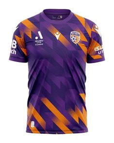 the purple and orange soccer jersey is shown