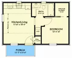 a floor plan for a small house with two bedroom and an attached living room area