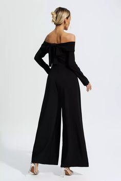 Fitted Off-shoulder Jumpsuits And Rompers For Fall, Fitted Off-shoulder Jumpsuit For Fall, Formal Off-shoulder Jumpsuits And Rompers, Chic Off-shoulder Jumpsuits And Rompers For Fall, Chic Off-shoulder Jumpsuits For Fall, Drape Jumpsuit, Cassidy Black, Glitter Wedding Dress, Gowns Dresses Elegant