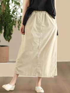 Babakud Women Trendy Cotton Cargo Skirt with Pockets Casual Full-length Beige Skirt, Casual Waist-length Pleated Skirt, Full Length Cotton Skirt, Full-length Solid Cotton Skirt, Casual Full-length Relaxed Skirt, Full Length Solid Cotton Skirt, Casual Full-length Lined Skirt, Full Length Solid Color Cotton Skirt, Non-stretch Cotton Maxi Skirt